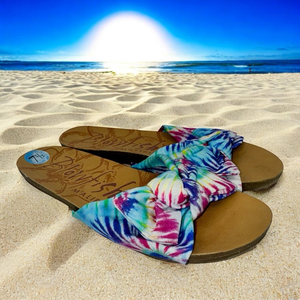 BLOWFISH MALIBU Women's Sandals Slides Tie Dye Cork Footed Size womens 7.5